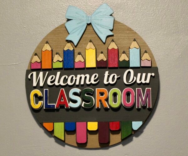 Welcome to our classroom sign - crayons pencils - Image 2