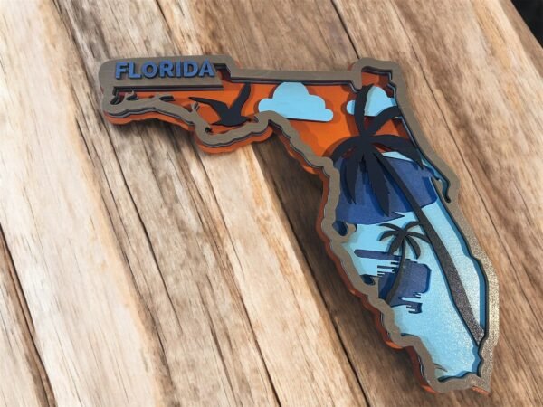 Hand crafted wooded,laser cut, multilayer Florida wall decor