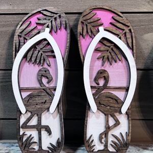 Flip Flop Wall Decor with Flamingos