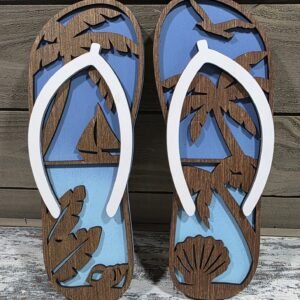 Flip Flop Wall Decor with Flamingos