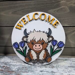Cute highland cow Welcome decor