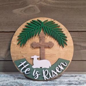 He Is Risen (Lamb) 10" Wall Decor