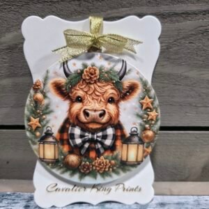 4 inch Christmas Highland Cow Ornament