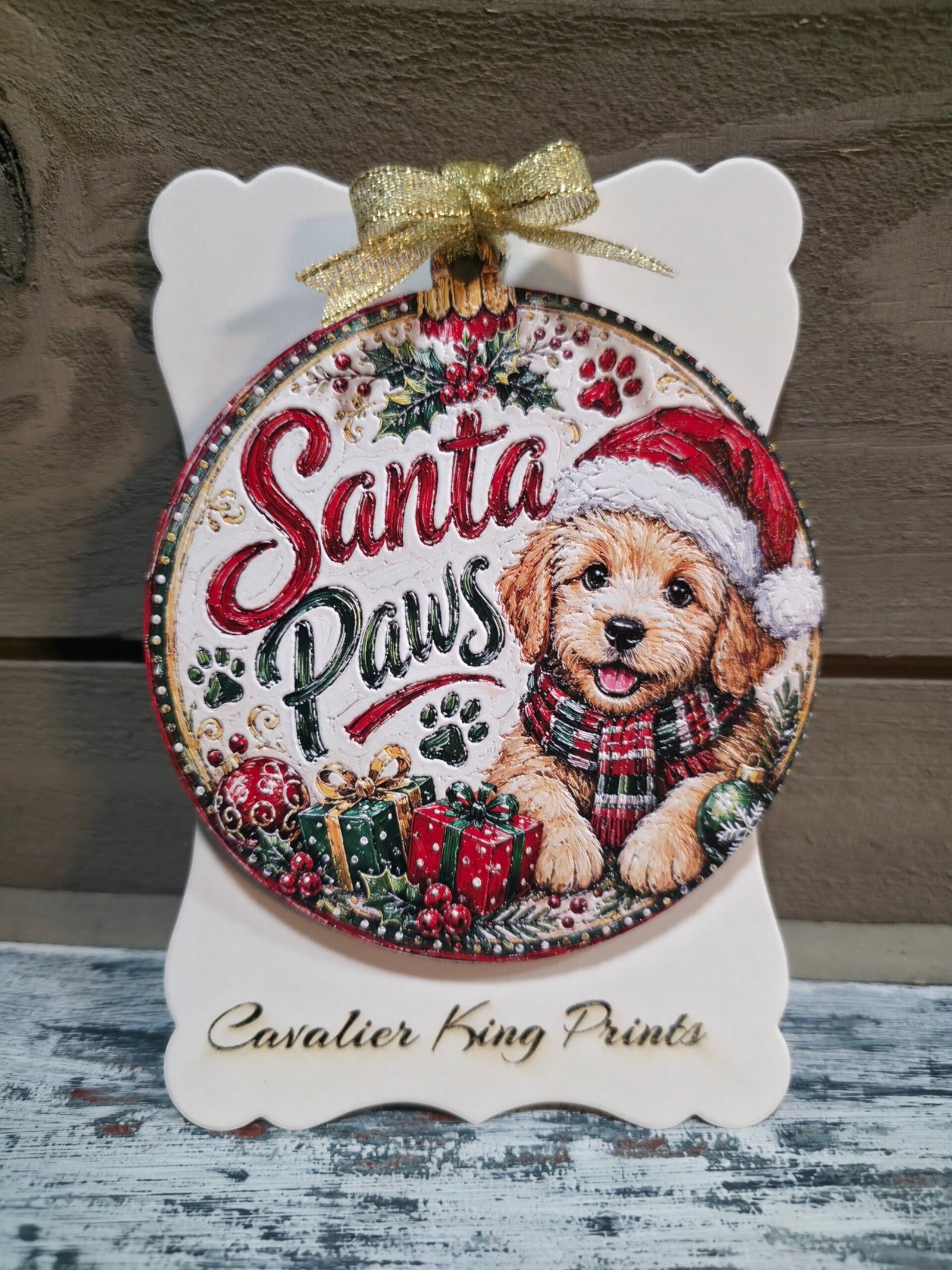 4 inch Puppy Ornament "Santa Paw"